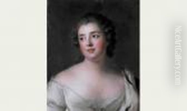 Portrait De La Duchesse De Chteauroux, En Robe De Soie Blanche Rehaussee De Perles - view 1