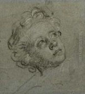 Head Of A Young Boy Looking Up To The Right by Jean-Marc Nattier