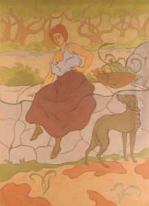 Femme au chien qui porte un collier