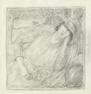 Donna Con Cappello In Riva Al Lago by Hector Nava