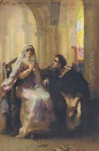 Ellen Terry and Henry Irving in Abelard and Heloise (sketch) by Henrietta Rae