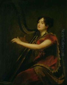 The Marchioness of Northampton, Playing a Harp, c.1820