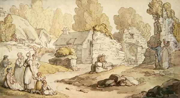 A Village Scene with Figures and Ruined Buildings - view 1