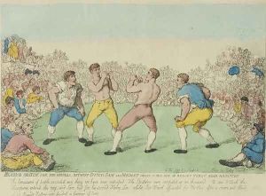 Boxing Match for 200 Guineas between Dutch Sam and Medley by Thomas Rowlandson