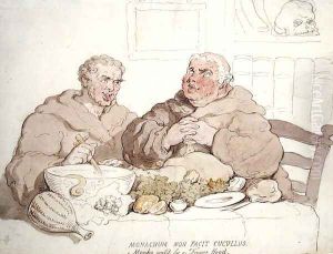 Monachum Non Facit Cucullus - Monks Unfit for a Friars Hood by Thomas Rowlandson