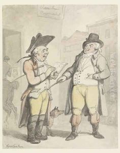 A Bookmaker and his client outside the Ram Inn, Newmarket