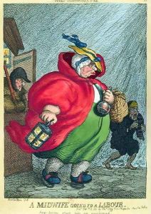 A midwife going to a labour, 1811 by Thomas Rowlandson