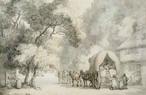 A Carriers Cart Outside an Inn, c.1785-90 by Thomas Rowlandson