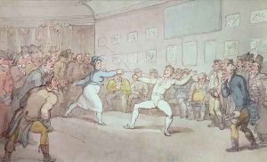 A Fencing Duel, probably depicting The Chevalier dEon, dressed as a woman