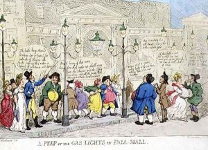 A Peep at the Gas Lights in Pall Mall by Thomas Rowlandson
