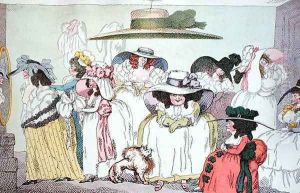 Caricature of the fashion for large hats, 1786 by Thomas Rowlandson