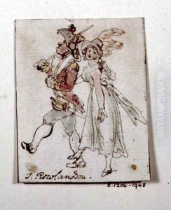 Caricature, hand coloured etching by Thomas Rowlandson