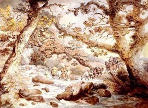 Fording The River Camel, Cornwall by Thomas Rowlandson