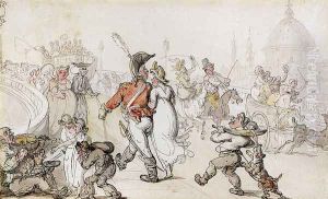 Elegant Company On Blackfriars Bridge by Thomas Rowlandson