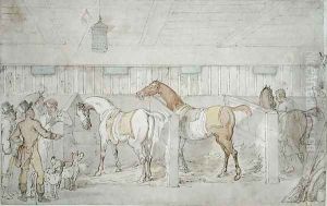 Interior of a Stable by Thomas Rowlandson