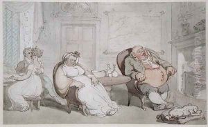 A Stolen Kiss by Thomas Rowlandson