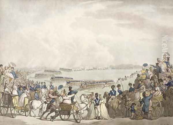The Light Horse Volunteers of London and Westminster, Commanded by Colonel Herries, Reviewed by George III 1738-1820 on Wimbledon Common on 5th July 1798, 1798 - view 1