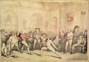 Angelos Fencing Room, pub. 1787 by Thomas Rowlandson
