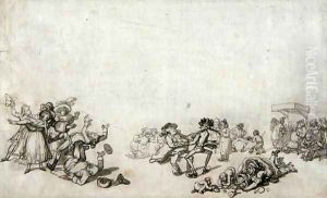 Study of Skaters Skating on the Serpentine, 1760-90 by Thomas Rowlandson