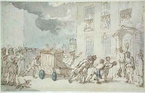 The Arrival of the Fire Engine by Thomas Rowlandson