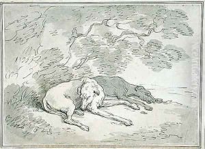 Greyhounds Asleep by Thomas Rowlandson