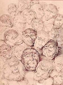Monkey Faces, 1815 by Thomas Rowlandson