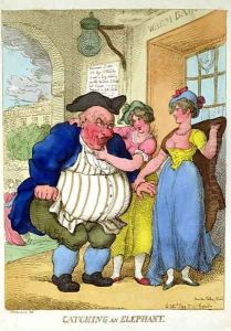 Catching an Elephant, 1812 by Thomas Rowlandson