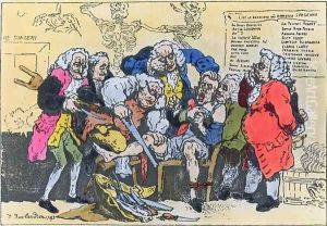 Caricature of Georgian Surgeons at work, 1793