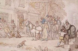 Outside an Inn by Thomas Rowlandson