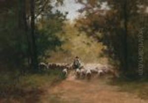 Shepherd And His Flock Returning Home by Antal Neogrady