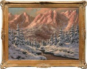 Winterlandschaft Mit Verschneitem Hochgebirgsmassiv by Antal Neogrady