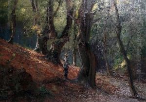 A Gentleman With A Shotgun In A Wood by Antal Neogrady