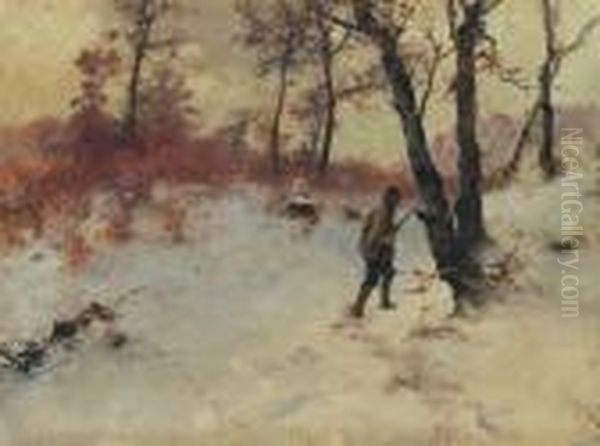 Hunter In Winter Forest - view 1