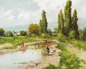 Goose Girls In The Tyrol by Antal Neogrady