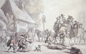 Outside the Inn by Thomas Rowlandson