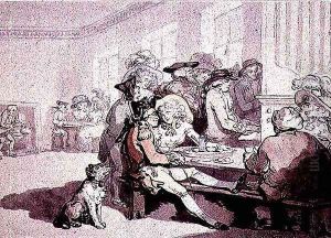 Taking tea at the White House, 1787 by Thomas Rowlandson