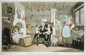 Doctor Syntax turned nurse, from The Tour of Dr Syntax in search of the Picturesque, by William Combe, published 1812