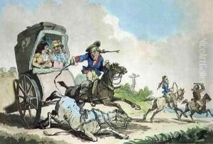 French Travelling, or The First Stage from Calais, aquatinted by Francis Jukes (1747-1812), pub. by T. Smith, 1785 by Thomas Rowlandson