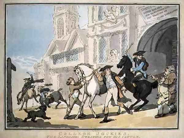 College Jockies, The Landlord Sweating for his Cattle, pub. by E. Jackson, 1786 - view 1
