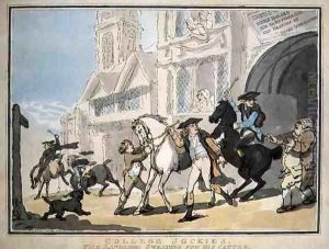 College Jockies, The Landlord Sweating for his Cattle, pub. by E. Jackson, 1786