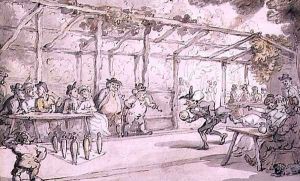 Dr Syntax playing Ninepins, 1812-21 by Thomas Rowlandson