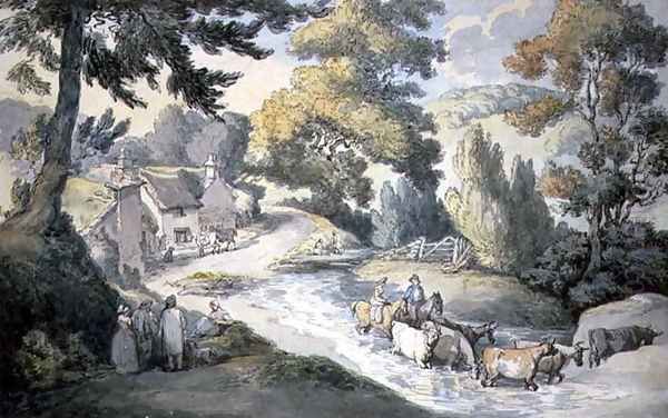 Landscape with Cattle Fording a Stream - view 1