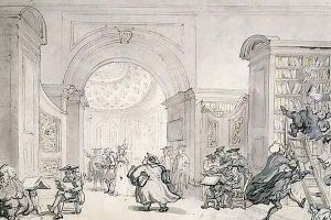 No.0613 The West Room and the Dome Room of Old University Library, Cambridge, 1800 by Thomas Rowlandson