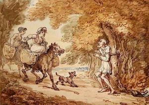 Dr Syntax bound to a tree by Highwaymen
