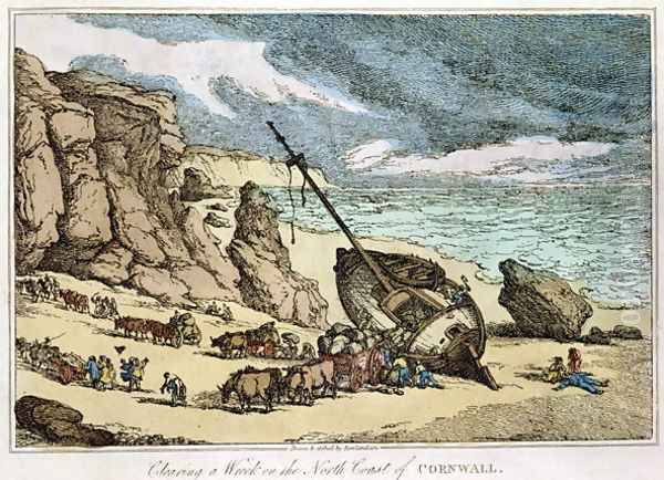 Clearing a Wreck on the North Coast of Cornwall, from Sketches from Nature, published 1822 - view 1