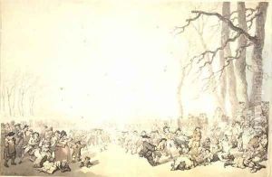 Skating on the Serpentine, c.1786 by Thomas Rowlandson