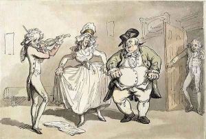 Private practice previous to the ball, from Scenes at Bath by Thomas Rowlandson