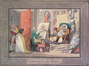 The Portrait Studio, plate 6 from Comforts of Bath, 1798 by Thomas Rowlandson
