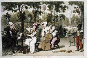 The Garden Trio, from The Tour of Dr Syntax in search of the Picturesque, by William Combe, published 1812 by Thomas Rowlandson