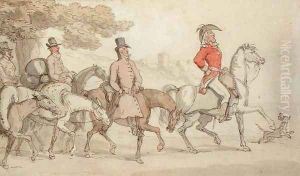 Illustrations for The Military Adventures of Johnny Newcome: 'Dashed with his suite for Santarem that night by John Mitford 1782-1831 by Thomas Rowlandson
